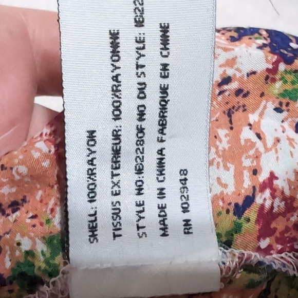 tulle Green Peach Cap Sleeve Button Up Tie Neck Blouse Size Medium - Picture 4 of 5